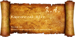 Kapronczai Aliz névjegykártya