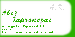 aliz kapronczai business card